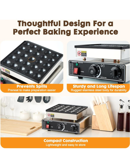 Fabricante de Pancakes Mini YODHOSA 25PCS Acero Inoxidable