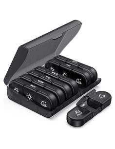 Organizador de Pastillas Semanal PULIV 3 Veces al Día Negro