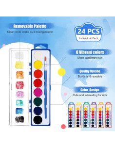 Set de Pintura Acuarela 24 Piezas Watersay 8 Colores Lavables 2