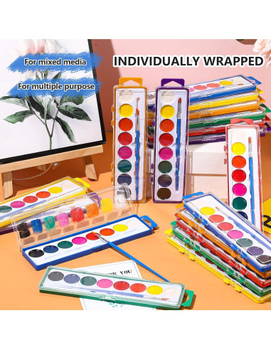 Set de Pintura Acuarela 24 Piezas Watersay 8 Colores Lavables