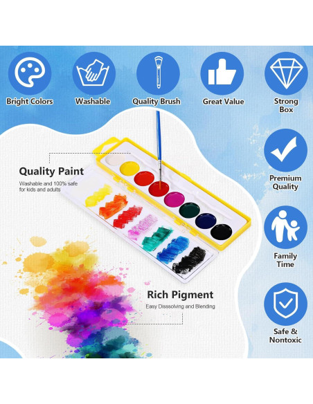 Set de Pintura Acuarela 24 Piezas Watersay 8 Colores Lavables
