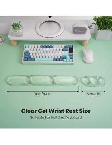 Reposamuñecas de Gel Ergonómico TECKNET Transparente 2 Piezas