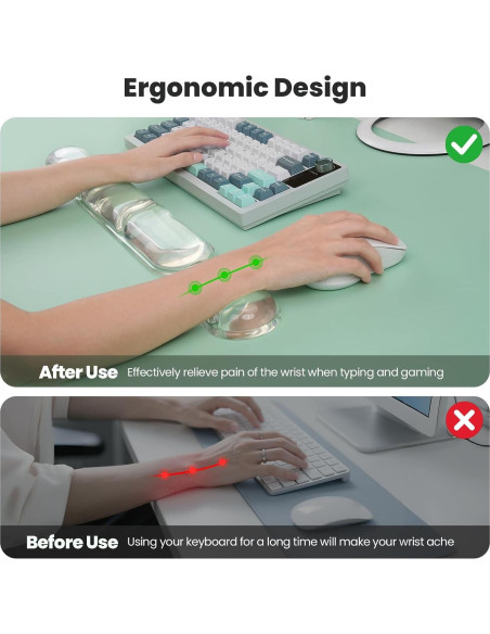 Reposamuñecas de Gel Ergonómico TECKNET Transparente 2 Piezas