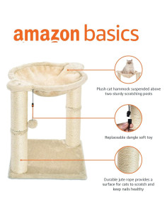 Torre para Gatos Amazon Basics con Hamaca y Poste Rascar 40x50cm Beige 2