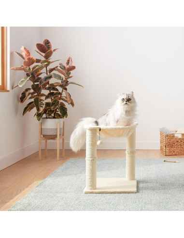 Torre para Gatos Amazon Basics con Hamaca y Poste Rascar 40x50cm Beige