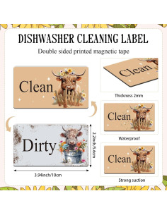 Imán Limpio Sucio Dazoratix 2 Pcs Vaca para Lavavajillas 2