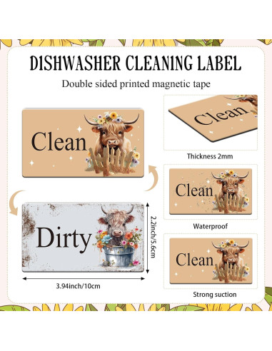 Imán Limpio Sucio Dazoratix 2 Pcs Vaca para Lavavajillas