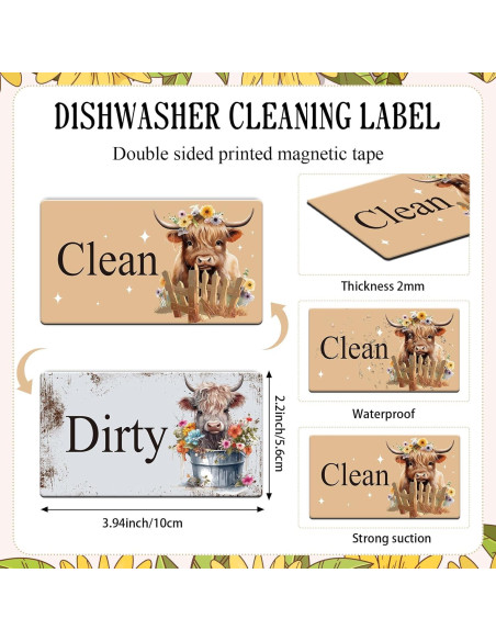 Imán Limpio Sucio Dazoratix 2 Pcs Vaca para Lavavajillas