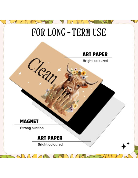 Imán Limpio Sucio Dazoratix 2 Pcs Vaca para Lavavajillas