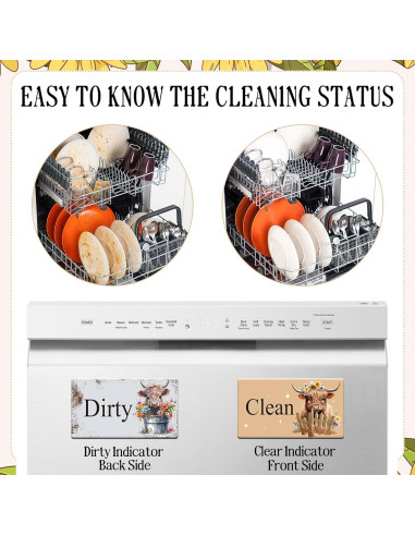 Imán Limpio Sucio Dazoratix 2 Pcs Vaca para Lavavajillas