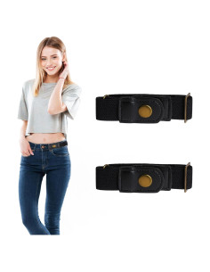 Cinturones Sin Hebilla Telooco 2 Piezas Ajustables Negro