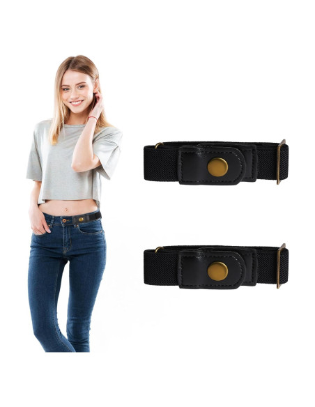 Cinturones Sin Hebilla Telooco 2 Piezas Ajustables Negro