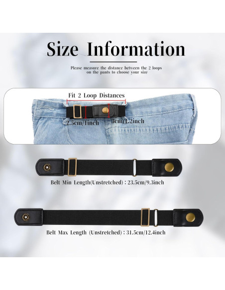 Cinturones Sin Hebilla Telooco 2 Piezas Ajustables Negro