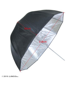 Paraguas de Estudio Fotográfico LINCO 44" Negro y Plateado 2