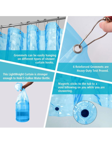 Cortina de Ducha EVA Ga-Geetopia 36x72 cm Azul Perla Ligera