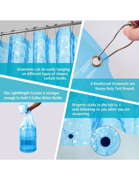 Cortina de Ducha EVA Ga-Geetopia 36x72 cm Azul Perla Ligera