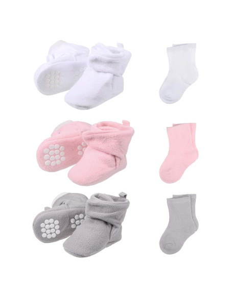 Botines de Forro Polar Unisex SATINIOR + 3 Calcetines Bebé