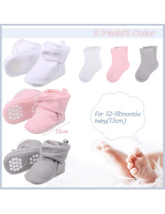 Botines de Forro Polar Unisex SATINIOR + 3 Calcetines Bebé 2