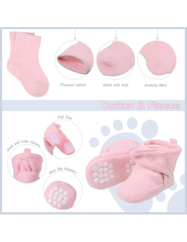 Botines de Forro Polar Unisex SATINIOR + 3 Calcetines Bebé