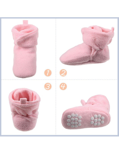 Botines de Forro Polar Unisex SATINIOR + 3 Calcetines Bebé