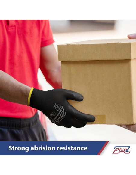 Guantes de Trabajo PTCOL PU Recubiertos - 12 Pares XL Negro