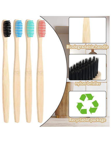 200 Cepillos de Dientes de Bambú Vesici Suaves y Ecológicos