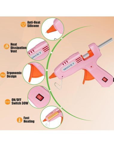 Pistola de Pegamento Caliente MONVICT 30W con 50 Barras Multicolor