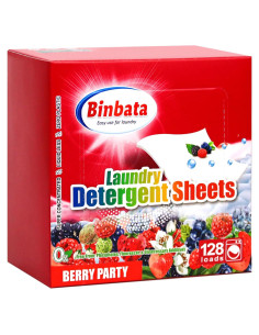 Hojas de detergente ecológico Binbata 128 cargas aroma a bayas