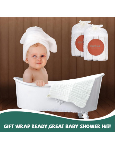 Toallitas de Muselina VIVANA 30 Piezas 30x30 cm Algodón Suave