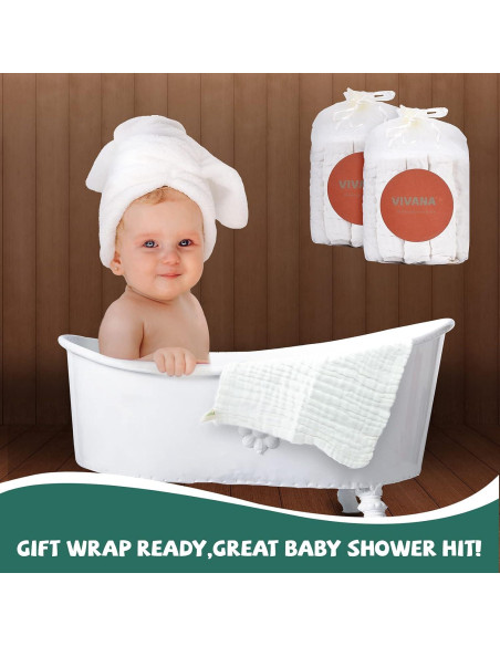 Toallitas de Muselina VIVANA 30 Piezas 30x30 cm Algodón Suave Toallitas de Muselina VIVANA 30 Piezas 30x30 cm Algodón Suave