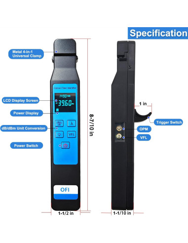 Identificador de Fibra Óptica Groword OPM VFL 800-1700nm