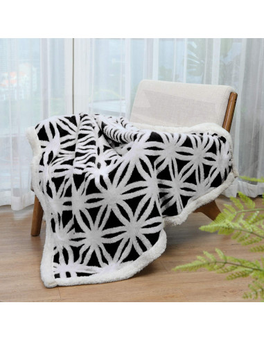 Manta de Forro Sherpa LOMAO 130x160cm Negra Suave Doble Cara