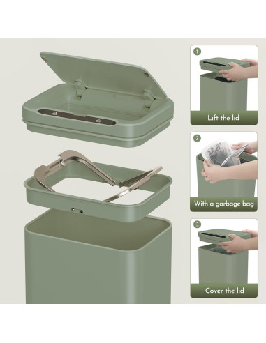 Bote de Basura ELPHECO 13.25L Acero Inoxidable Verde Aguacate