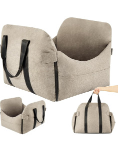 Asiento de Coche para Perros Pequeños y Medianos Marrón 60x50 cm 2