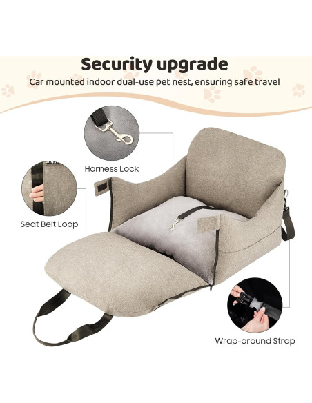 Asiento de Coche para Perros Pequeños y Medianos Marrón 60x50 cm