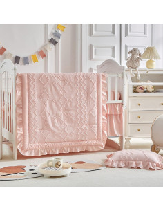 Conjunto de Ropa de Cuna AIKASY 4 Piezas Rosa Coral 2