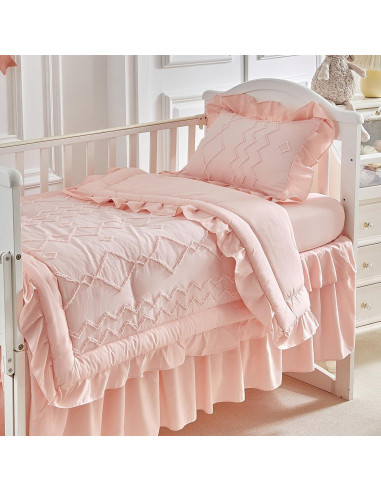 Conjunto de Ropa de Cuna AIKASY 4 Piezas Rosa Coral