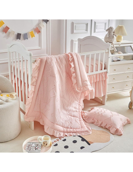 Conjunto de Ropa de Cuna AIKASY 4 Piezas Rosa Coral