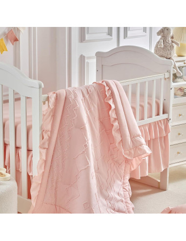 Conjunto de Ropa de Cuna AIKASY 4 Piezas Rosa Coral