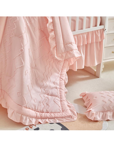 Conjunto de Ropa de Cuna AIKASY 4 Piezas Rosa Coral