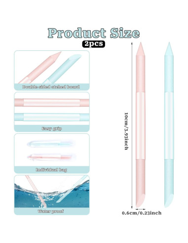 Juego de Empujadores de Cutículas de Vidrio Sliverdew 2 Piezas