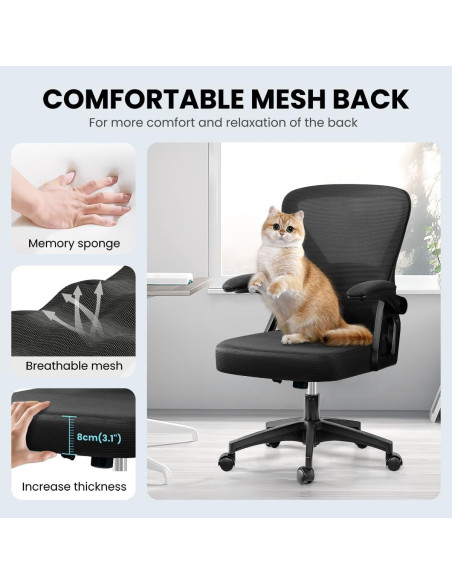 Silla de Oficina Ergonómica BestGlory con Soporte Lumbar Negro