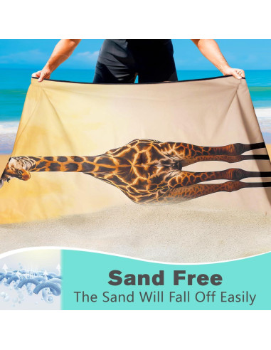 Toalla de Playa XSMEI Jirafa Marrón 90x180cm Microfibra