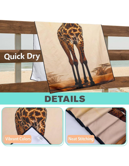 Toalla de Playa XSMEI Jirafa Marrón 90x180cm Microfibra