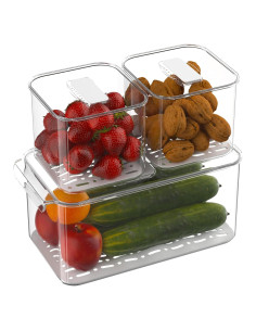 Contenedores de Almacenamiento de Alimentos Redrubbit - 3 Piezas con Tapas Ventiladas