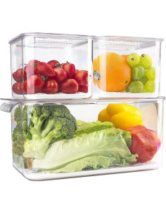 Contenedores de Almacenamiento de Alimentos Redrubbit - 3 Piezas con Tapas Ventiladas 2