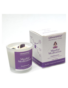 Vela de Meditación Consciente Gemanifest con Amatista y Incienso