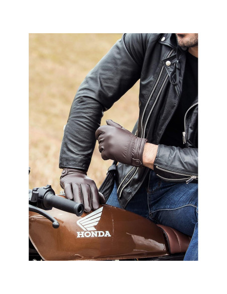 Guantes de Cuero Táctiles YISEVEN para Hombre 100% Piel de Oveja