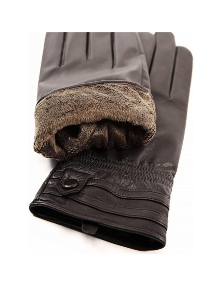 Guantes de Cuero Táctiles YISEVEN para Hombre 100% Piel de Oveja