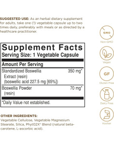 Cápsulas Vegetales de Resina de Boswellia Solgar 60 Unidades 2